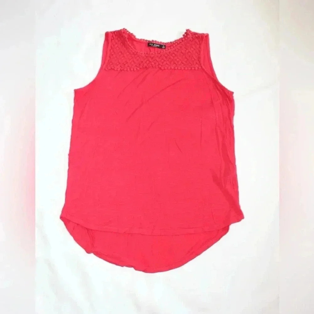 Max Jeans Women’s Sleeveless Long Top Hot Pink SMALL Knit Lace Colorful Summer
